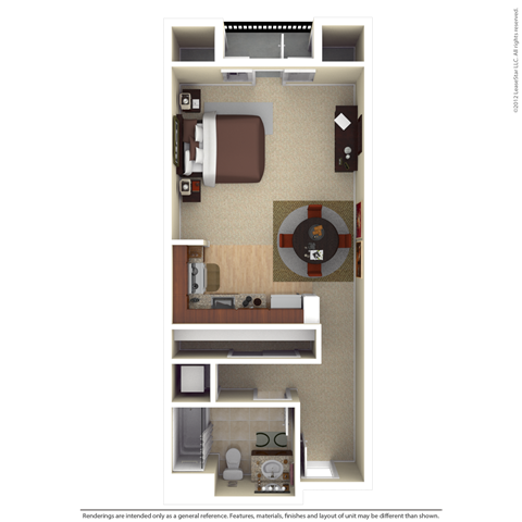 Studio Floor Plan 516 sf